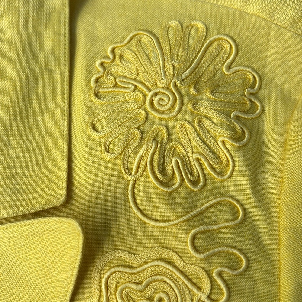 Escada Yellow Embroidered Blazer Jacket
